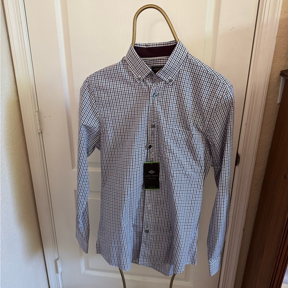Joseph Abboud Blue, White and Brown Checkered Shirt - Picture 1 of 6